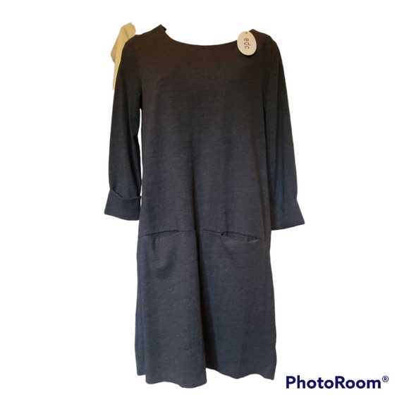 NWT dress size medium charcoal gray 3/4 length sleeves with front pockets - Picture 2 of 5
